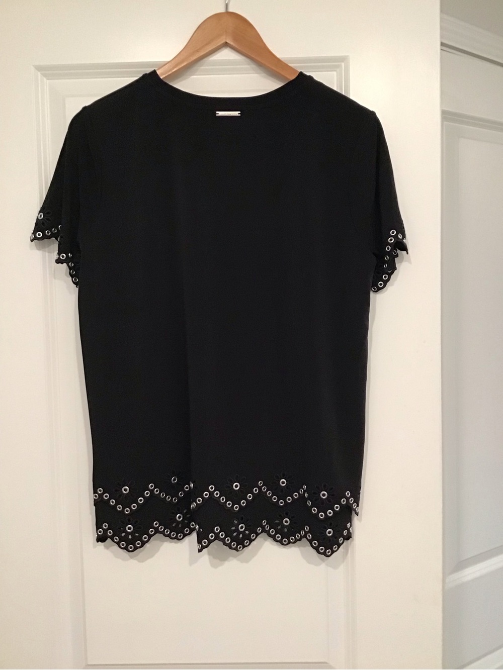 Michael Kors Black Eyelet Trim Short Sleeve Tee